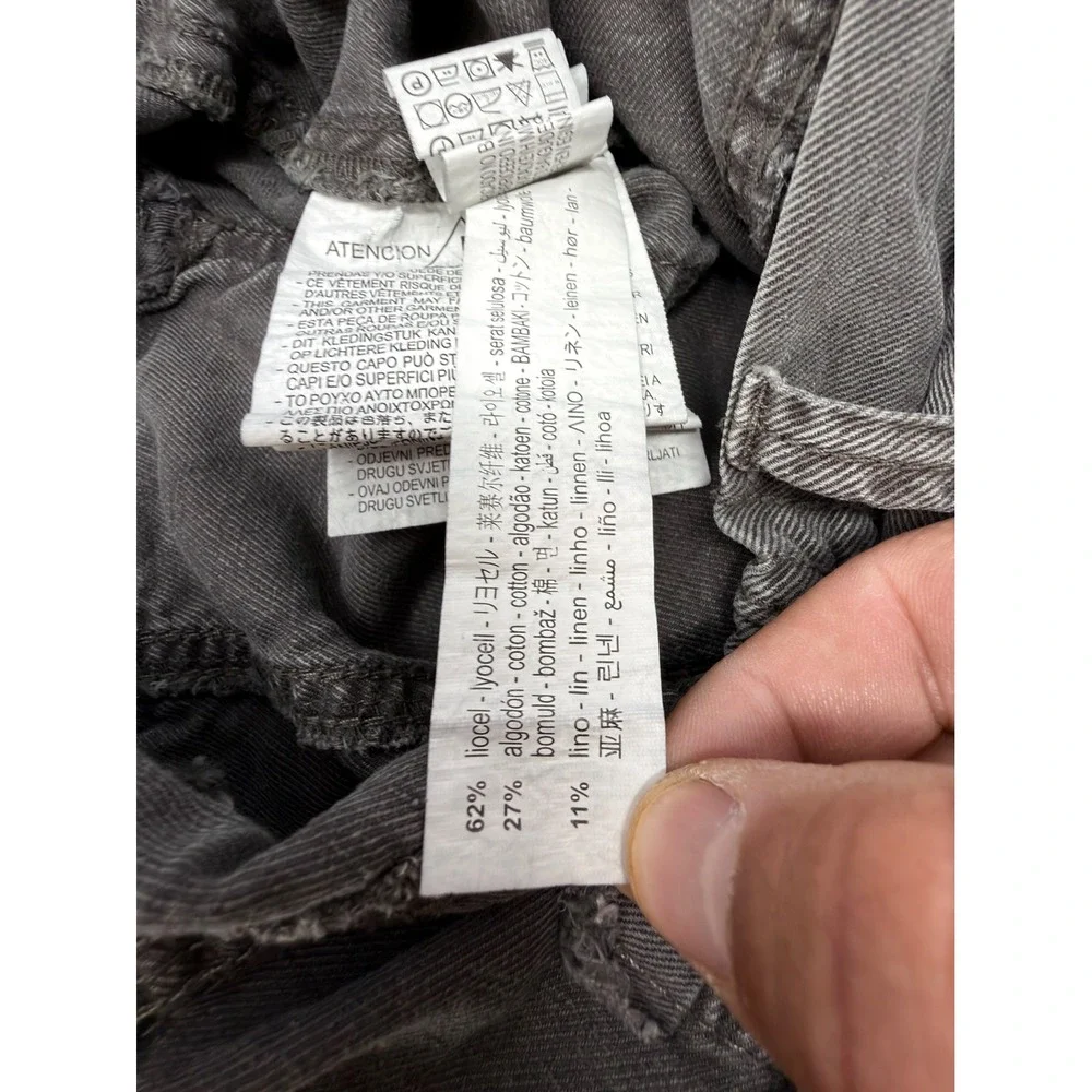 Zara Belted Utility Trousers‎ S Gray Lyocell Linen Blend Cargo Paperbag Pants